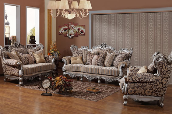 实木布艺沙发3件套