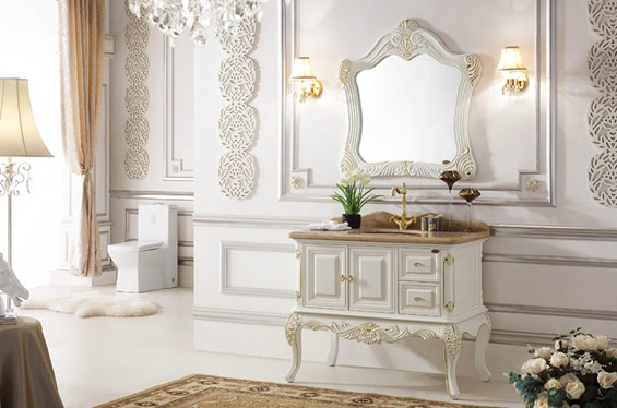 实木白色欧式浴室柜