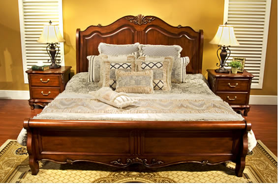 美式古典风格实木床