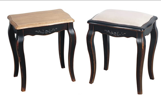 法式风格实木梳妆凳、软包梳妆凳